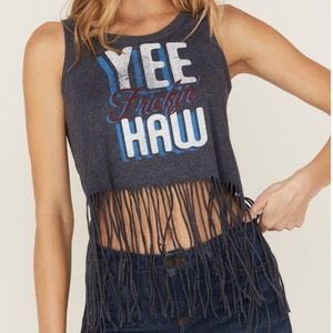 Idyllwind Women's "Yee Frickin' Haw" Fringe Tank Top M